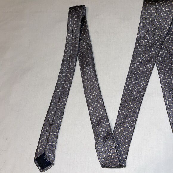 Brooks Brothers Makers Men’s Dress Tie Size 57” Gray Chain Motif Silk Business - Picture 6 of 12